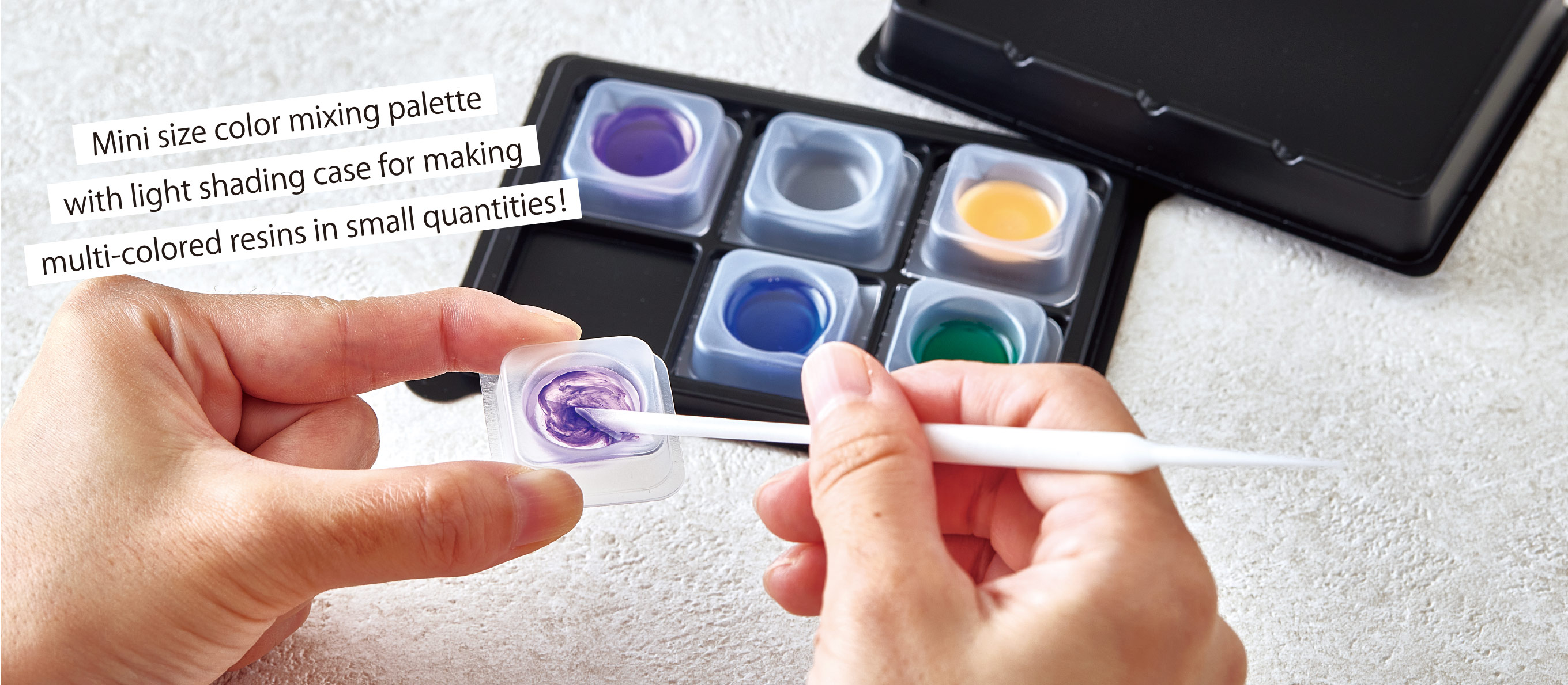 Mini size color mixing palette with light shading case for making multi-colored resins in small quantities!